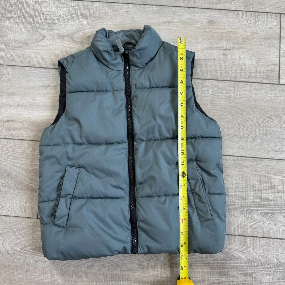 Old Navy Puffer Vest Kids Size S 6-7 Blue Gray Quilted Sleeveless Zip Up Jacket
